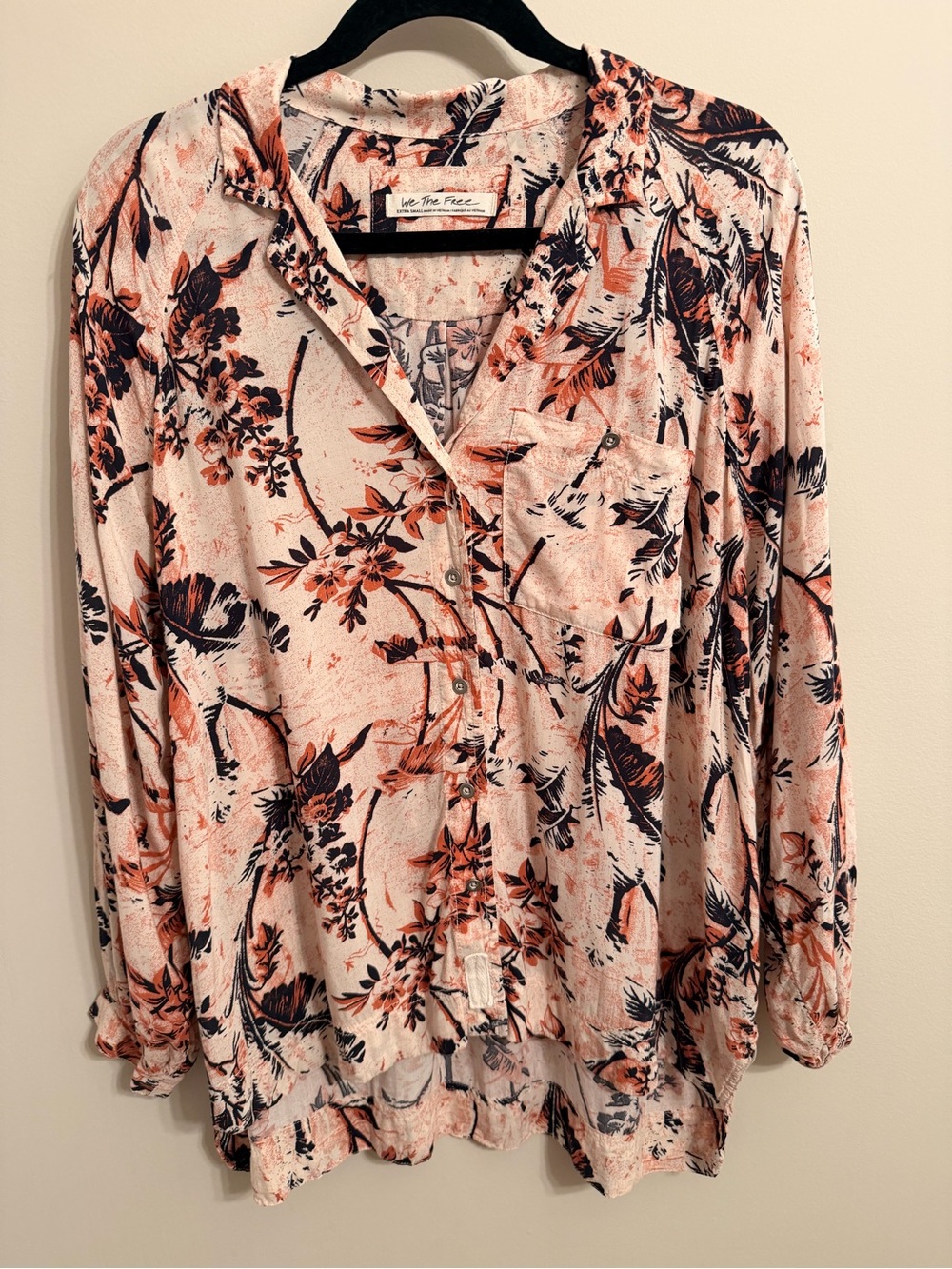 We The Free Free People Tropical Floral Button Down Shirt Small Earthy